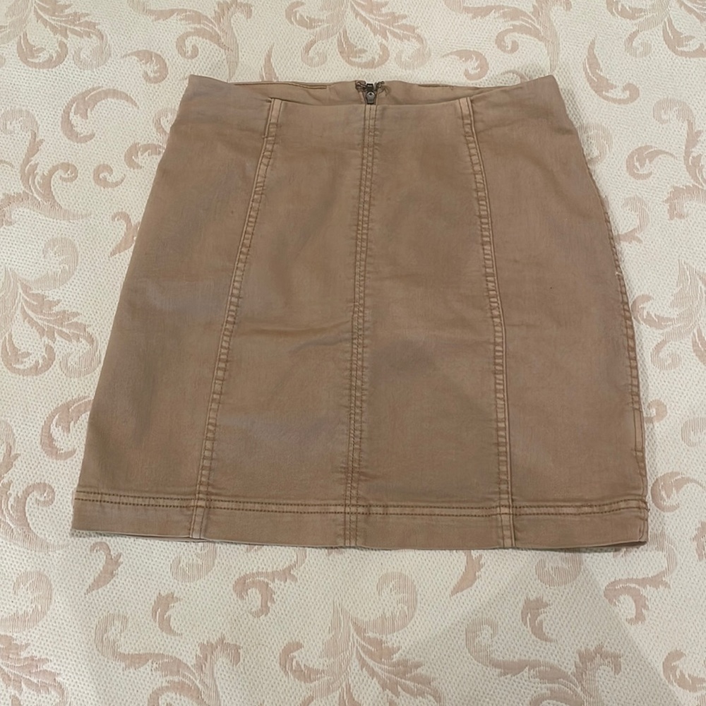 Free people tan / beige / cream mini bodycon skirt